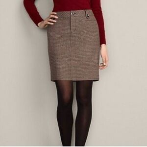 Wool houndstooth pencil skirt